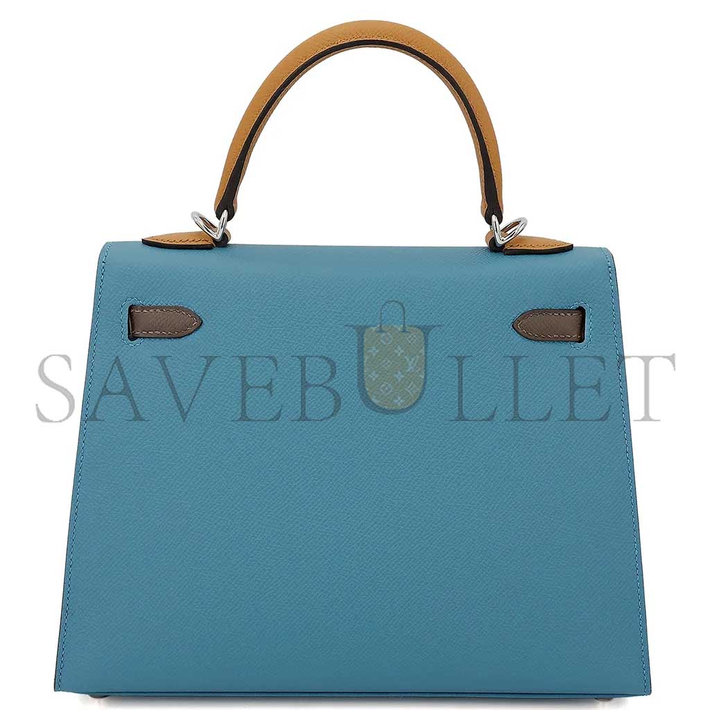 h**mes master kelly 25 bark color 2s sesame De*1m blue epsom silver buckle (25*17*7cm)